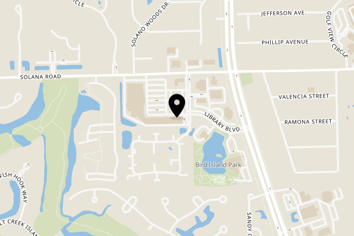 Map showing the location of Tuptim Thai on 242 Solana Rd in Ponte Vedra Beach